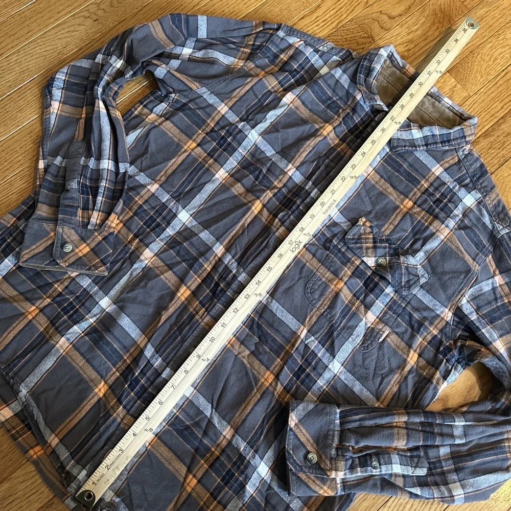 Legendary Whitetails Flannel Shirt‎ Men XL Grey Orange Plaid Corduroy Flip Cuffs